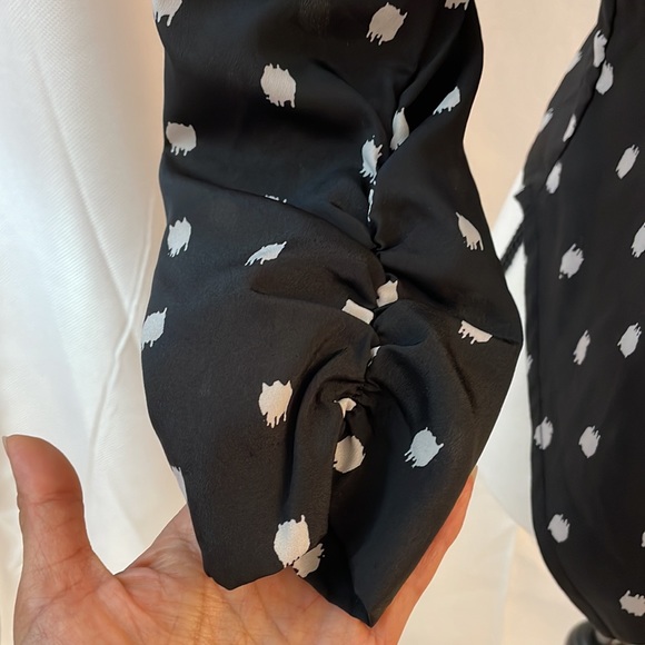 Maurices Black & White Polka Dot 3/4 Sleeve Open Blazer Size Small - Picture 3 of 4